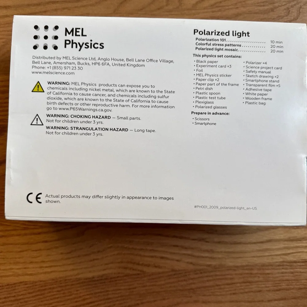 MEL Physics Polarized Light 3-Experiment Kit STEM MEL Science Ages 8+ Homeschool